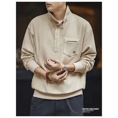 Casual Polo Collar Shirt | Men's Half-Placket Retro Pullover Maden