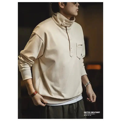 Casual Polo Collar Shirt | Men's Half-Placket Retro Pullover Maden