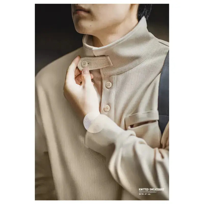 Casual Polo Collar Shirt | Men's Half-Placket Retro Pullover Maden
