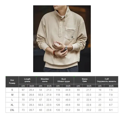 Casual Polo Collar Shirt | Men's Half-Placket Retro Pullover Maden