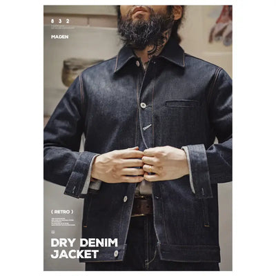 Denim Jackets Heavyweight Cotton | Classic Coat Retro Men's 16.5oz Maden