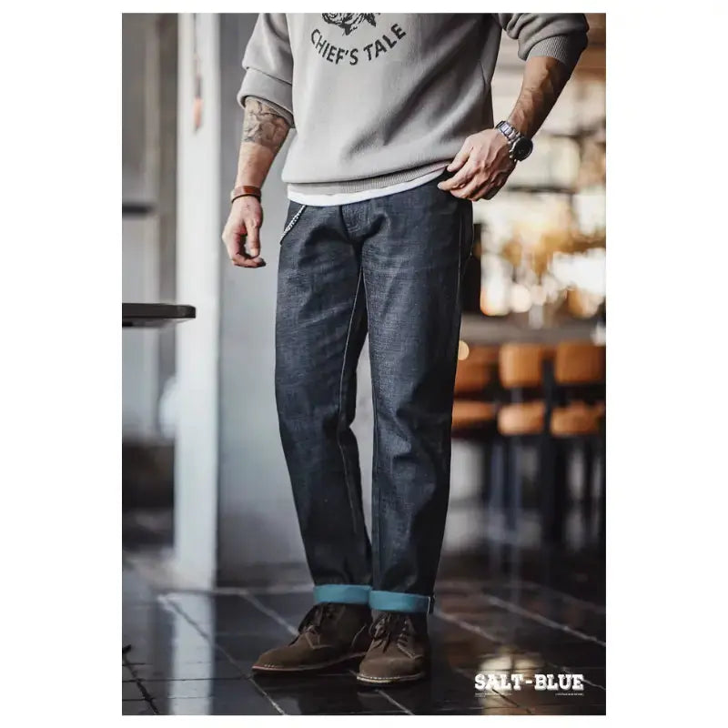 Denim Jeans Straight Fit | Men's New Retro 13oz Selvage Raw Amekaji
