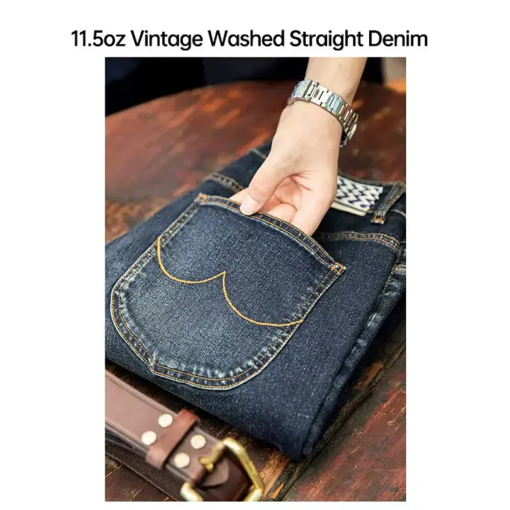 Denim Washed Straight Jeans | Vintage 11.5oz Men&