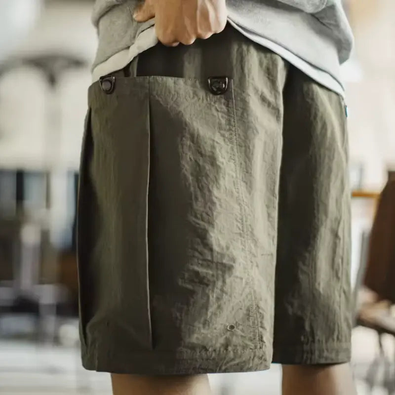 Green Pocket Shorts Men | Casual Lightweight Retro Bottoms Amekaji