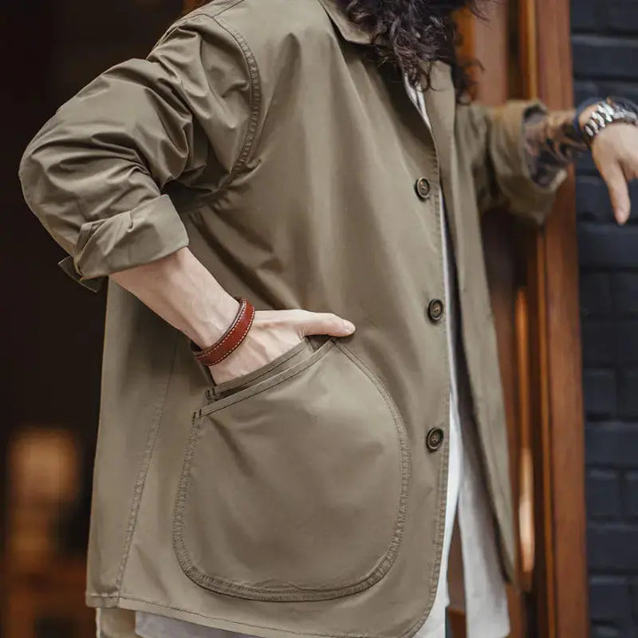 Heavyweight Cotton Canvas Mens Chore Coat | Workwear Overshirt Amekaji