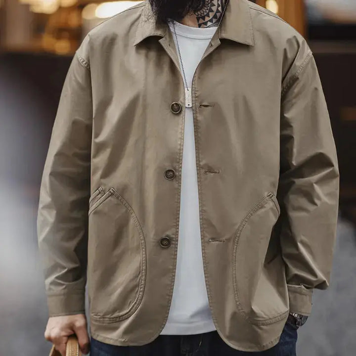 Heavyweight Cotton Canvas Mens Chore Coat | Workwear Overshirt Amekaji