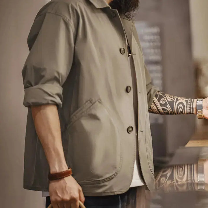 Heavyweight Cotton Canvas Mens Chore Coat | Workwear Overshirt Amekaji