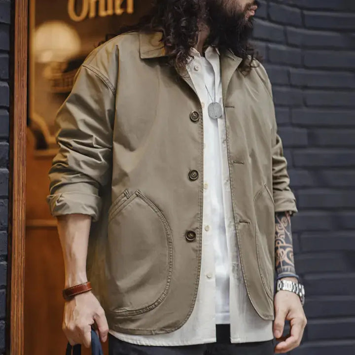 Heavyweight Cotton Canvas Mens Chore Coat | Workwear Overshirt Amekaji