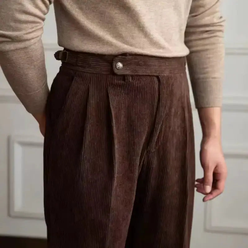 Italian Corduroy Gurkha Trousers | High-Waist Pleated Amekaji Pants Amekaji