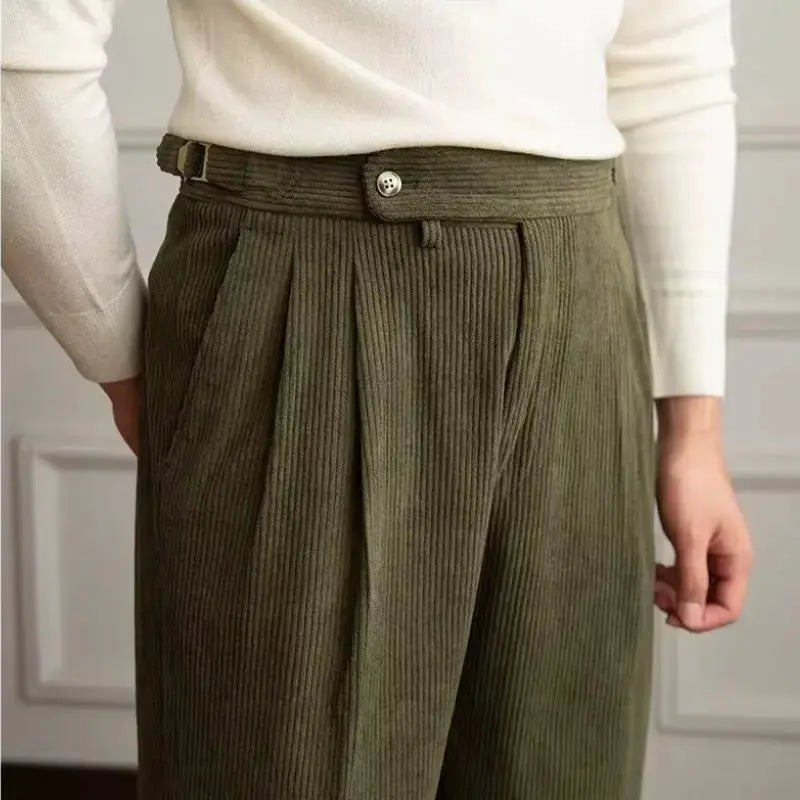 Italian Corduroy Gurkha Trousers | High-Waist Pleated Amekaji Pants Amekaji