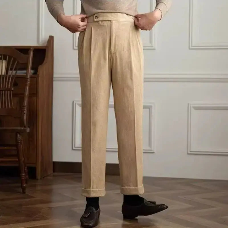 Italian Corduroy Gurkha Trousers | High-Waist Pleated Amekaji Pants Amekaji