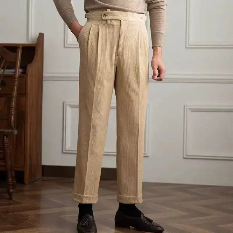 Italian Corduroy Gurkha Trousers | High-Waist Pleated Amekaji Pants Amekaji