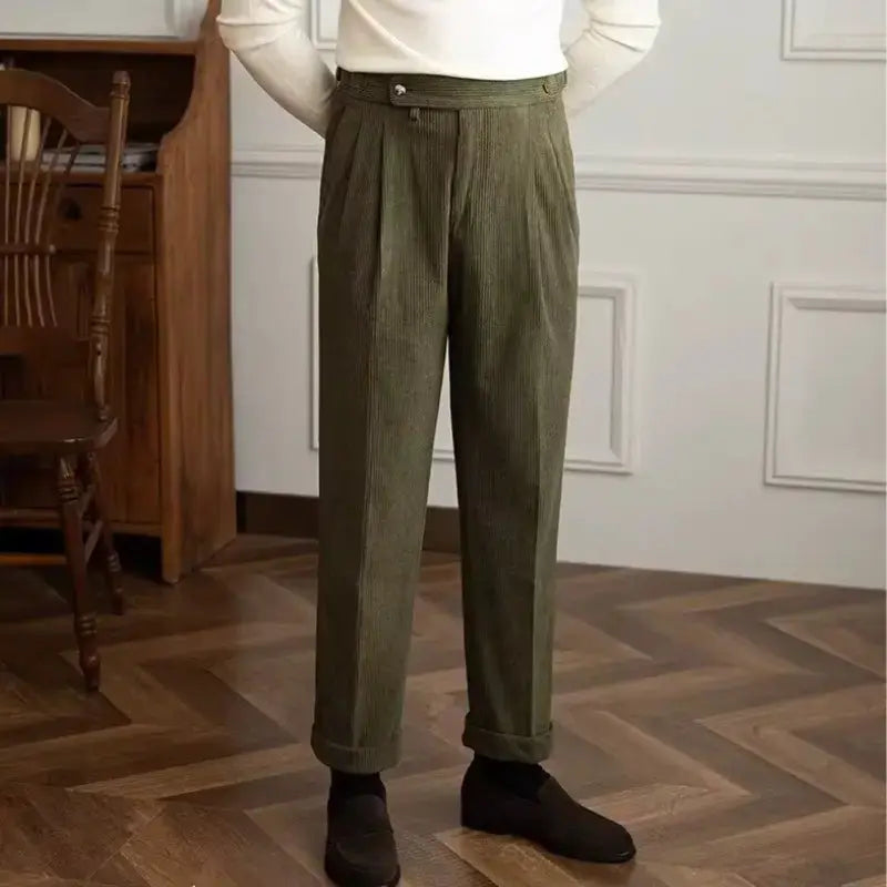 Italian Corduroy Gurkha Trousers | High-Waist Pleated Amekaji Pants Amekaji