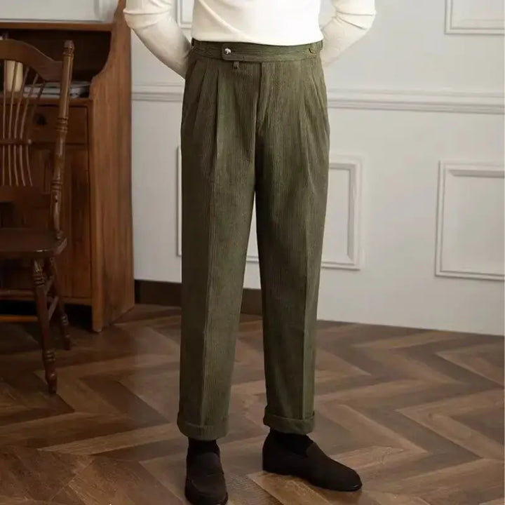 Italian Corduroy Gurkha Trousers | High-Waist Pleated Amekaji Pants Amekaji