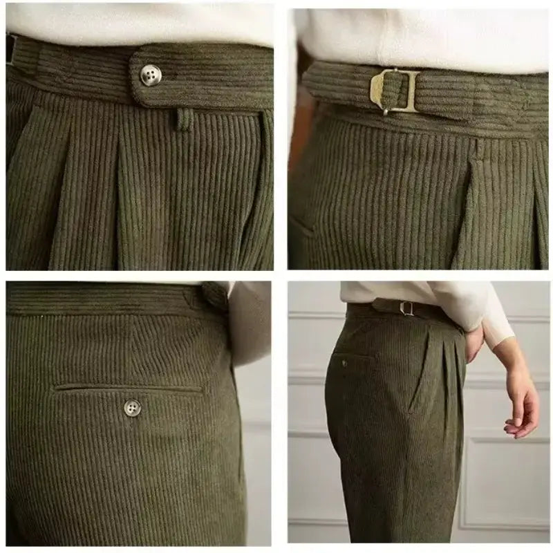 Italian Corduroy Gurkha Trousers | High-Waist Pleated Amekaji Pants Amekaji