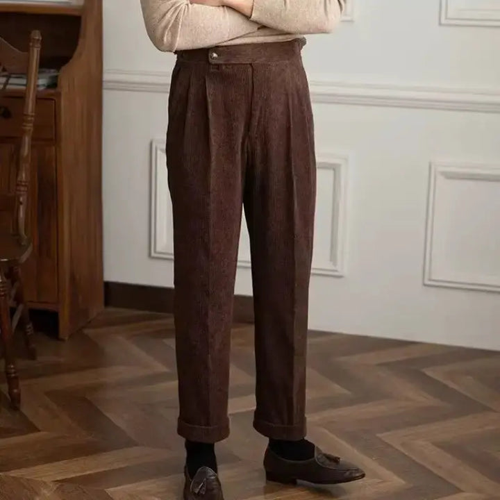 Italian Corduroy Gurkha Trousers | High-Waist Pleated Amekaji Pants Amekaji