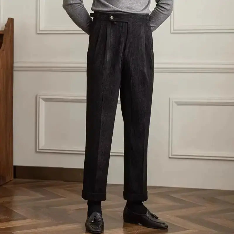 Italian Corduroy Gurkha Trousers | High-Waist Pleated Amekaji Pants Amekaji