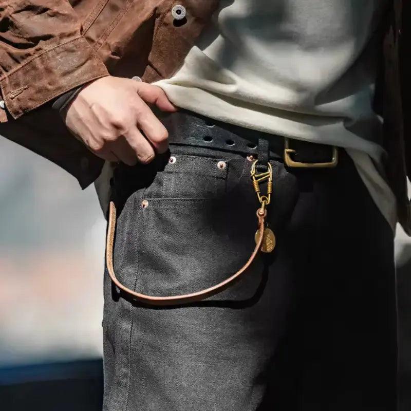 Men Baggy Denim Jeans | American Retro Pure Black Amekaji