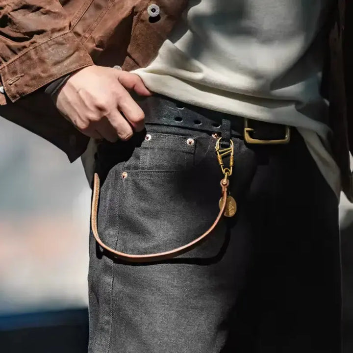 Men Baggy Denim Jeans | American Retro Pure Black Amekaji