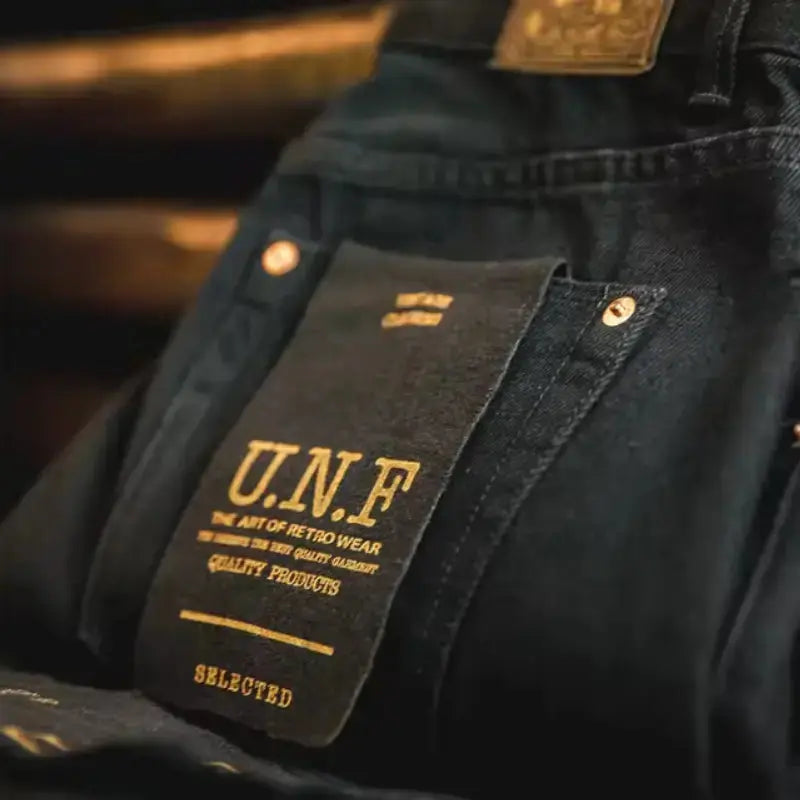 Men Baggy Denim Jeans | American Retro Pure Black Amekaji