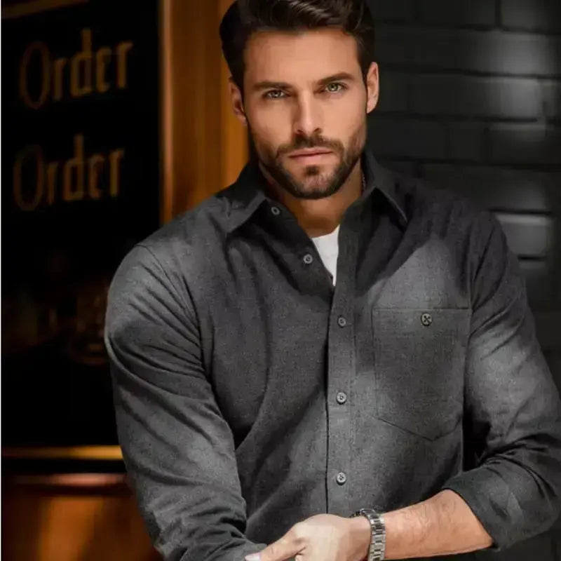 Men Cotton Shirts Business | Long Sleeve Shirt Flannel Amekaji