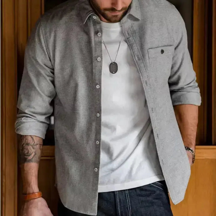 Men Cotton Shirts Business | Long Sleeve Shirt Flannel Amekaji
