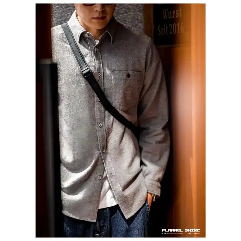 Men Cotton Shirts Business | Long Sleeve Shirt Flannel Amekaji