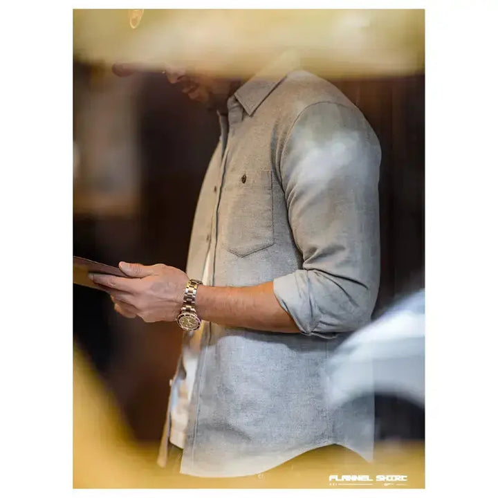 Men Cotton Shirts Business | Long Sleeve Shirt Flannel Amekaji