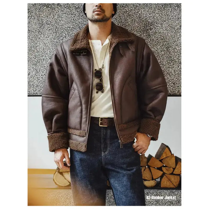 Men Jacket Vintage Workwear | Padded Fleecing Oversize Coat Amekaji