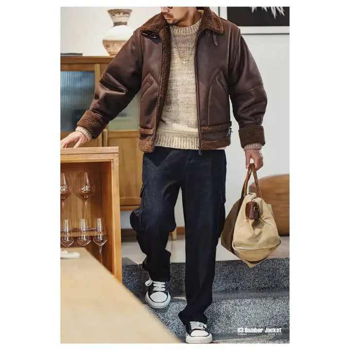 Men Jacket Vintage Workwear | Padded Fleecing Oversize Coat Amekaji