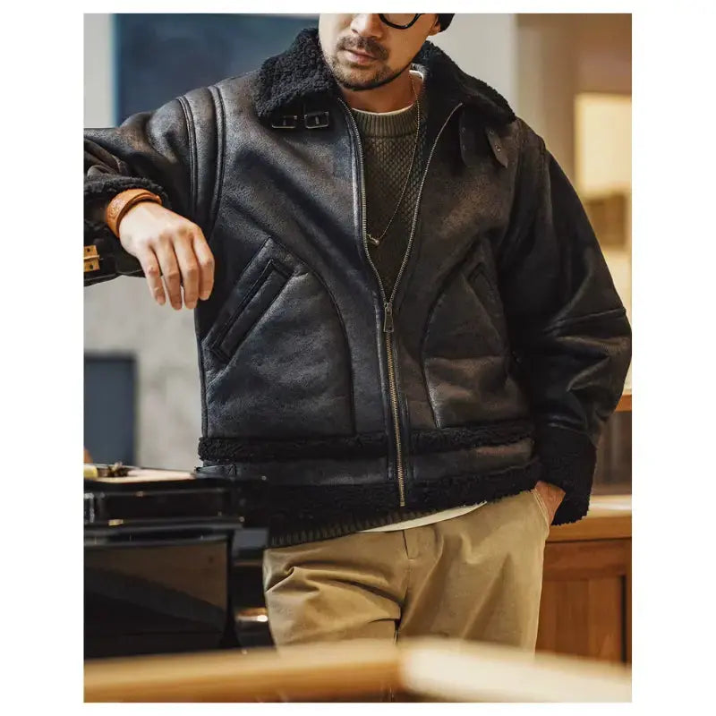 Men Jacket Vintage Workwear | Padded Fleecing Oversize Coat Amekaji