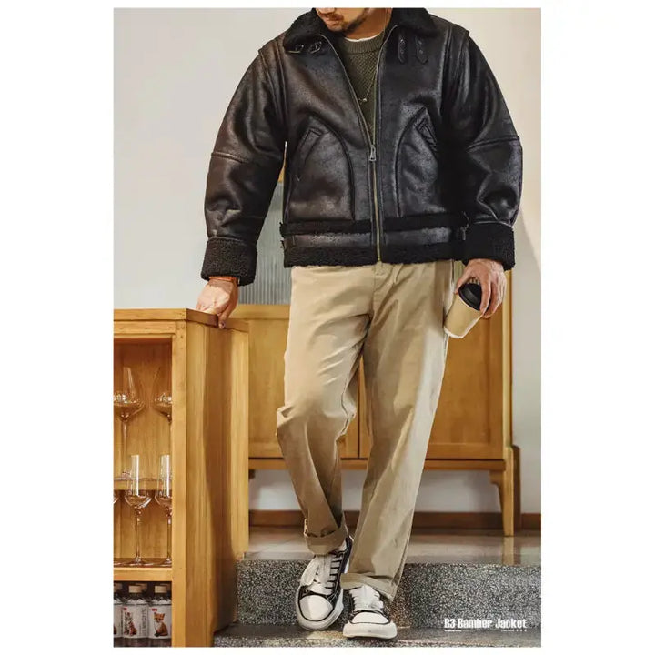 Men Jacket Vintage Workwear | Padded Fleecing Oversize Coat Amekaji