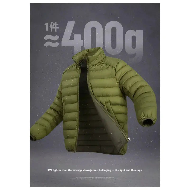 Men Lightweight Down Jacket | Vintage Stand-up Collar Jacket Amekaji