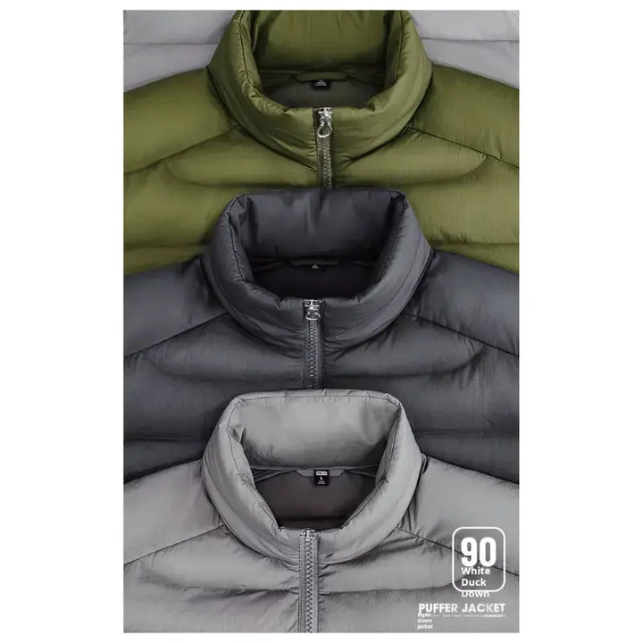Men Lightweight Down Jacket | Vintage Stand-up Collar Jacket Amekaji