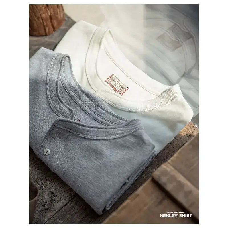 Men Long Sleeved Henley Shirt | Classic Design Round Collar Maden