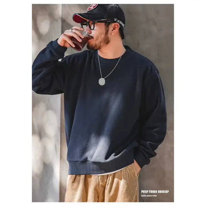 Men Polar Fleece Sweatshirt | Neck Pullover Warm Thickened Maden
