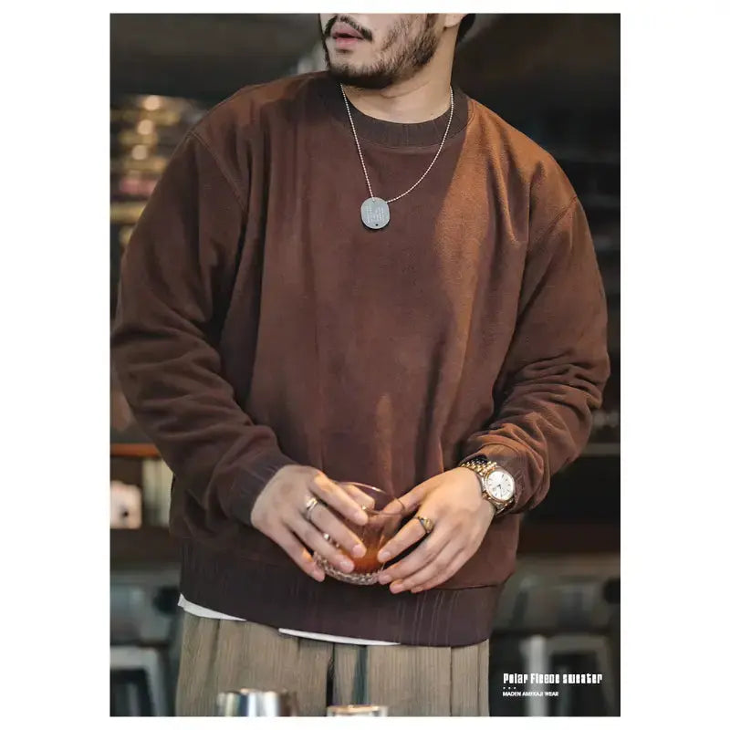 Men Polar Fleece Sweatshirt | Neck Pullover Warm Thickened Maden