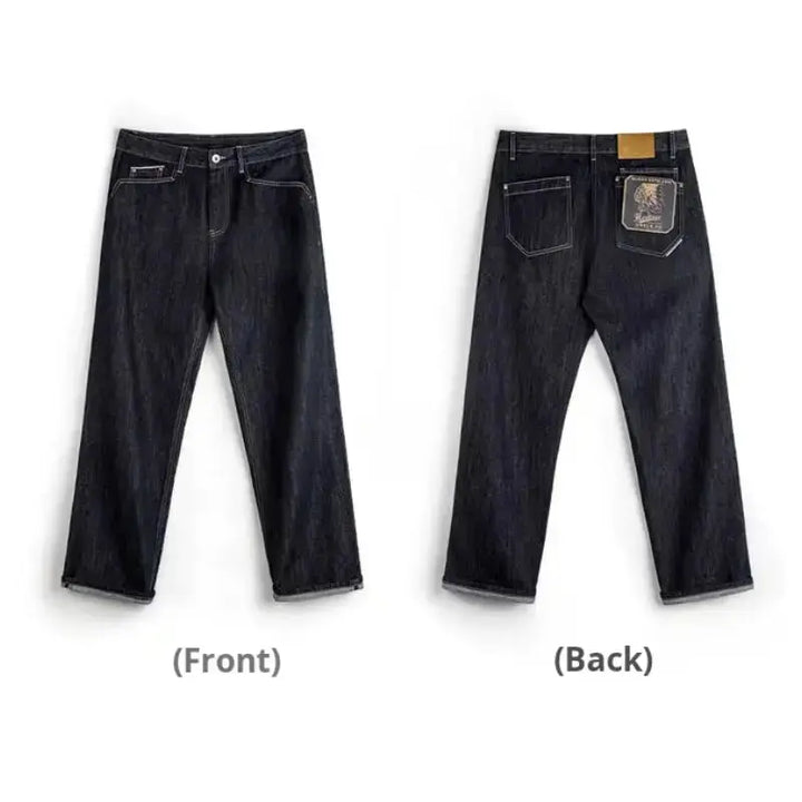 Men Vintage Denim Jeans | Wide Leg 12oz Zip Fly Trousers Amekaji