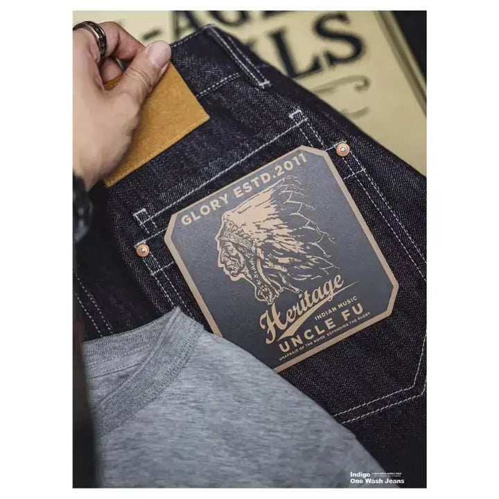 Men Vintage Denim Jeans | Wide Leg 12oz Zip Fly Trousers Amekaji