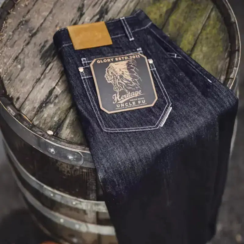 Men Vintage Denim Jeans | Wide Leg 12oz Zip Fly Trousers Amekaji