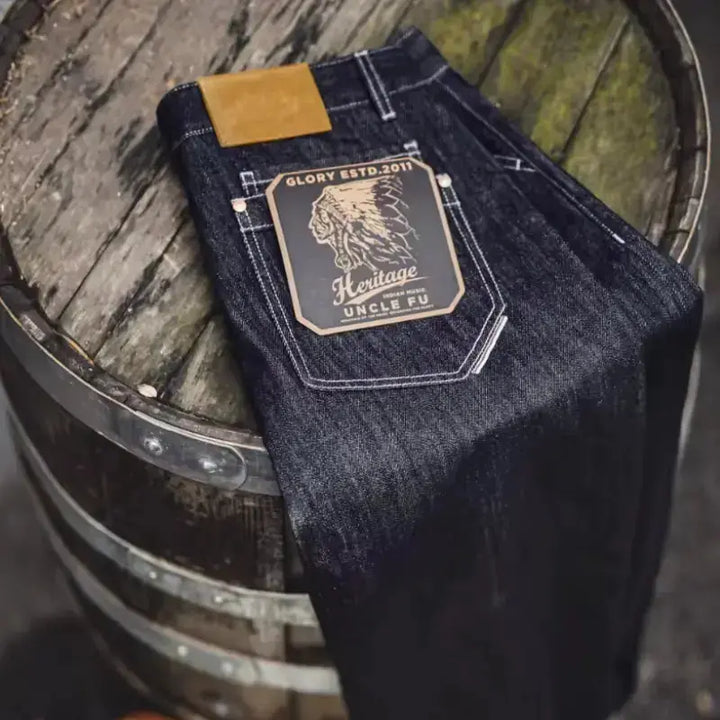 Men Vintage Denim Jeans | Wide Leg 12oz Zip Fly Trousers Amekaji
