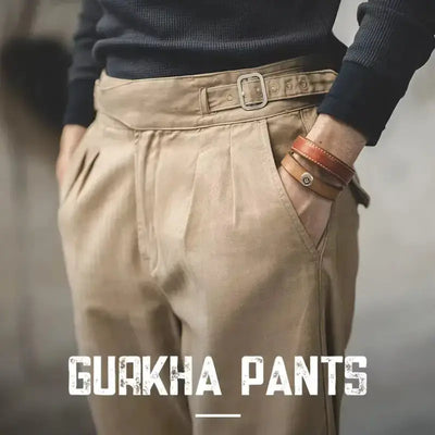 Men Vintage Gurkha Pants | High Waist Casual Cargo Work Pants Maden