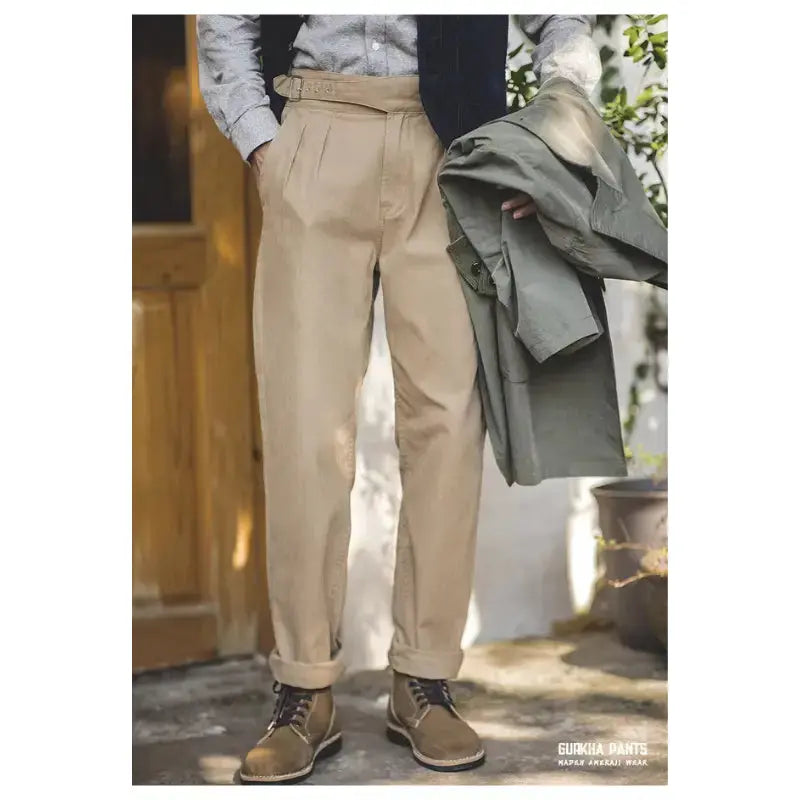Men Vintage Gurkha Pants | High Waist Casual Cargo Work Pants Maden