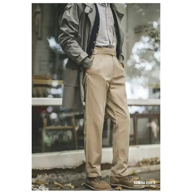 Men Vintage Gurkha Pants | High Waist Casual Cargo Work Pants Maden