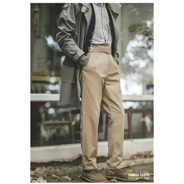Men Vintage Gurkha Pants | High Waist Casual Cargo Work Pants Maden