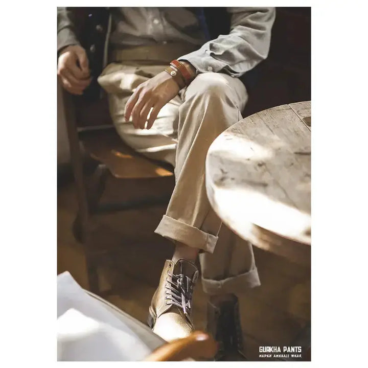 Men Vintage Gurkha Pants | High Waist Casual Cargo Work Pants Maden