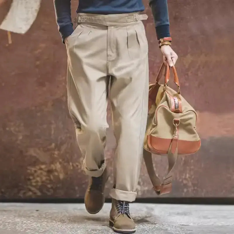 Men Vintage Gurkha Pants | High Waist Casual Cargo Work Pants Maden