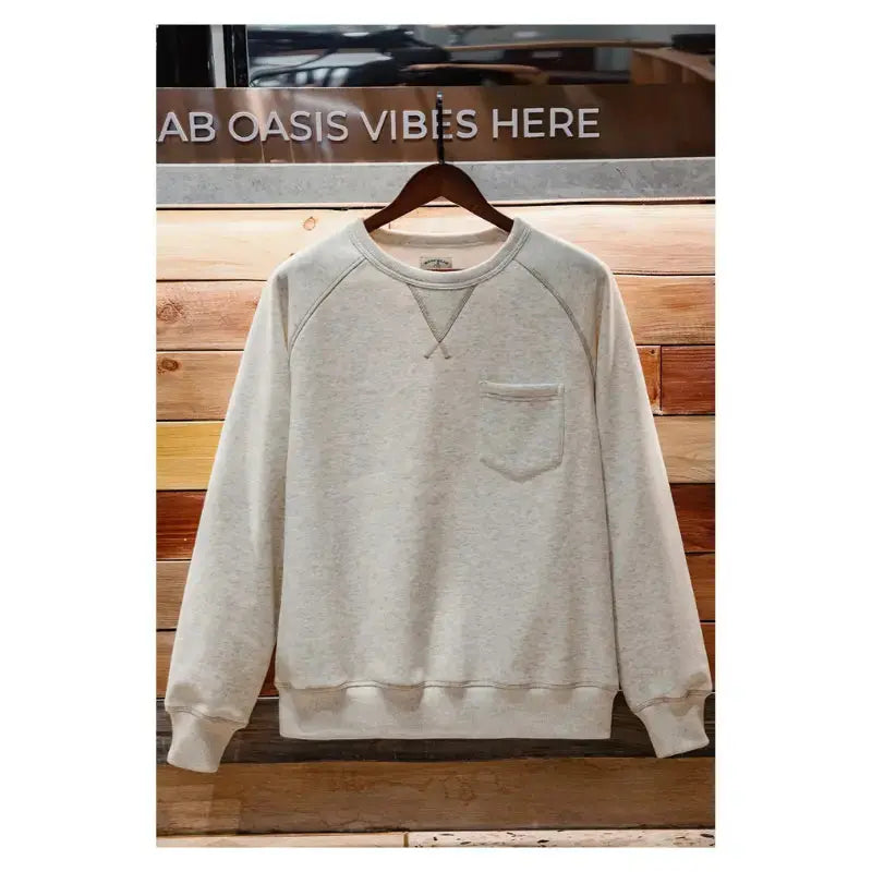 Men Vintage Sweater Hoodie | Round Neck Fleece-lined Hoodie Amekaji