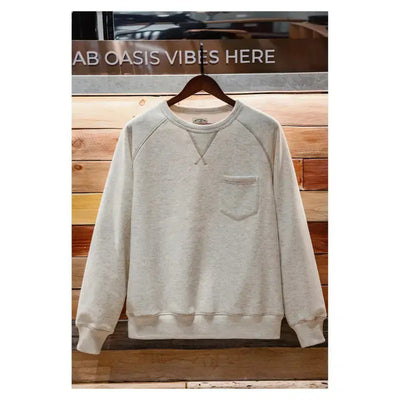 Men Vintage Sweater Hoodie | Round Neck Fleece-lined Hoodie Amekaji