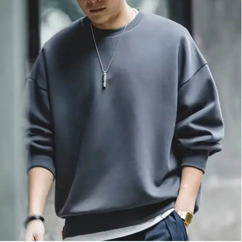 Men Workwear Retro Sweater | Cotton Sweater Hatless Round Neck Maden